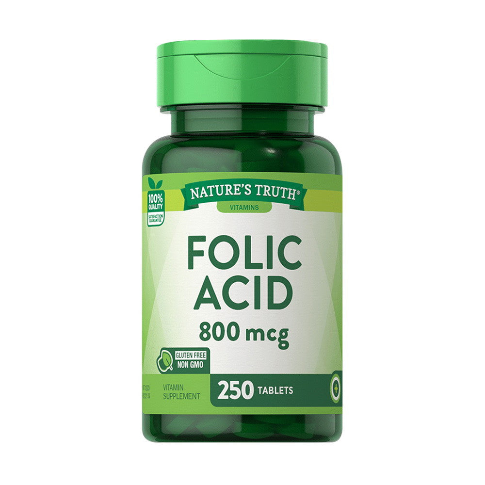 Natures Truth Folic Acid 800 Mcg Vitamin Supplement Tablets, 250 Ea